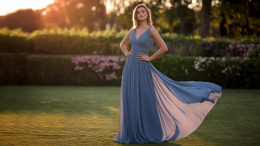 Blueberry Chiffon Maxi Dress