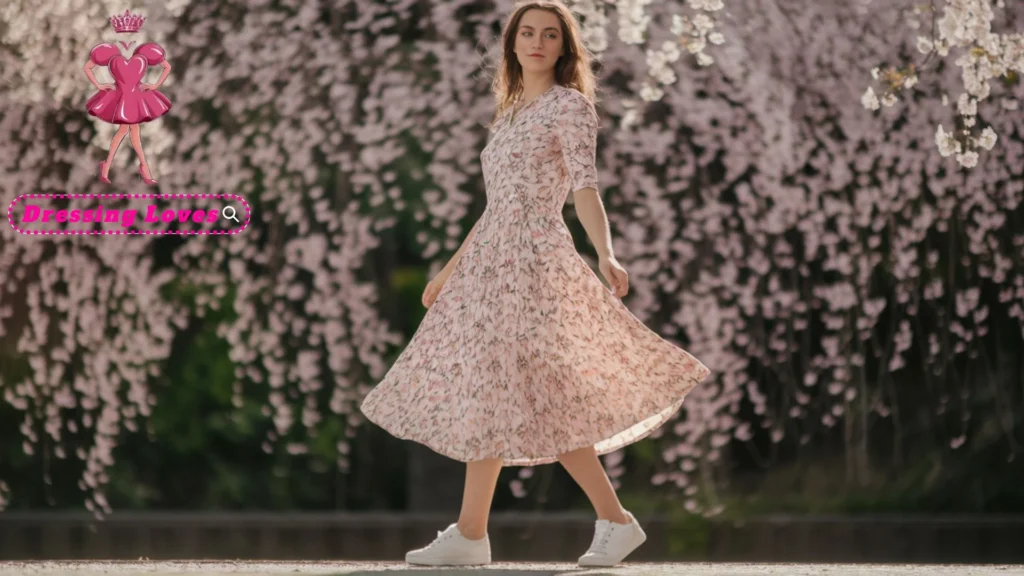 Floral Midi Dress with Sneakers