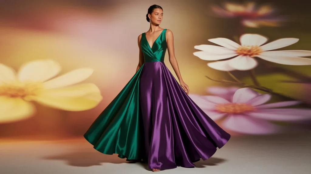 Jewel-Toned Satin Dress