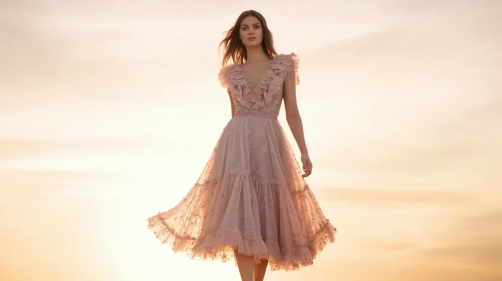 Midi Dress with Ruffles