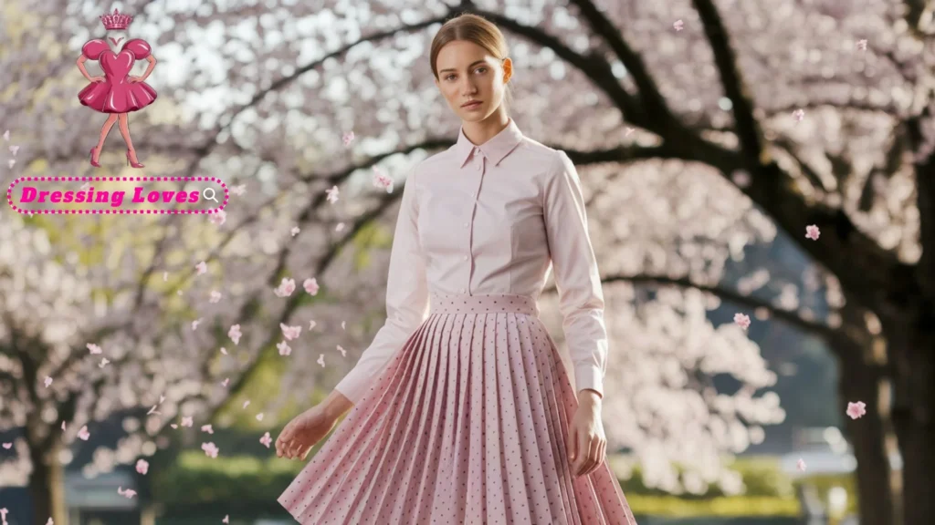 Preppy Pleated Skirt with a Button-Down Shirt