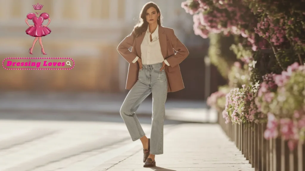 Straight-Leg Jeans and Button-Up Shirt