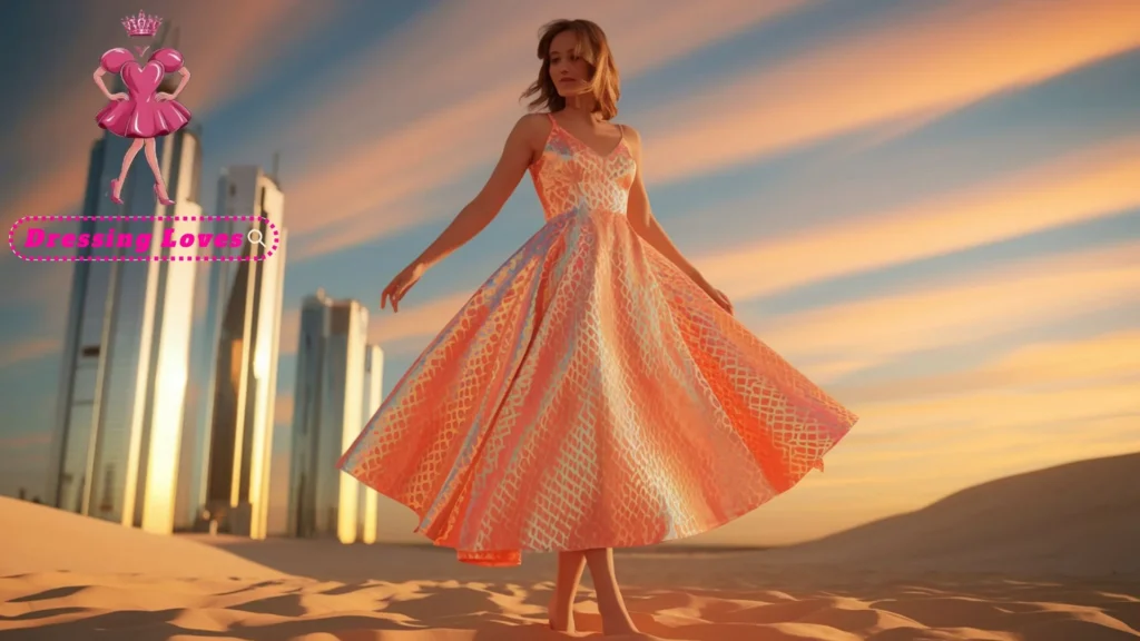Futuristic Holographic Midi Dress