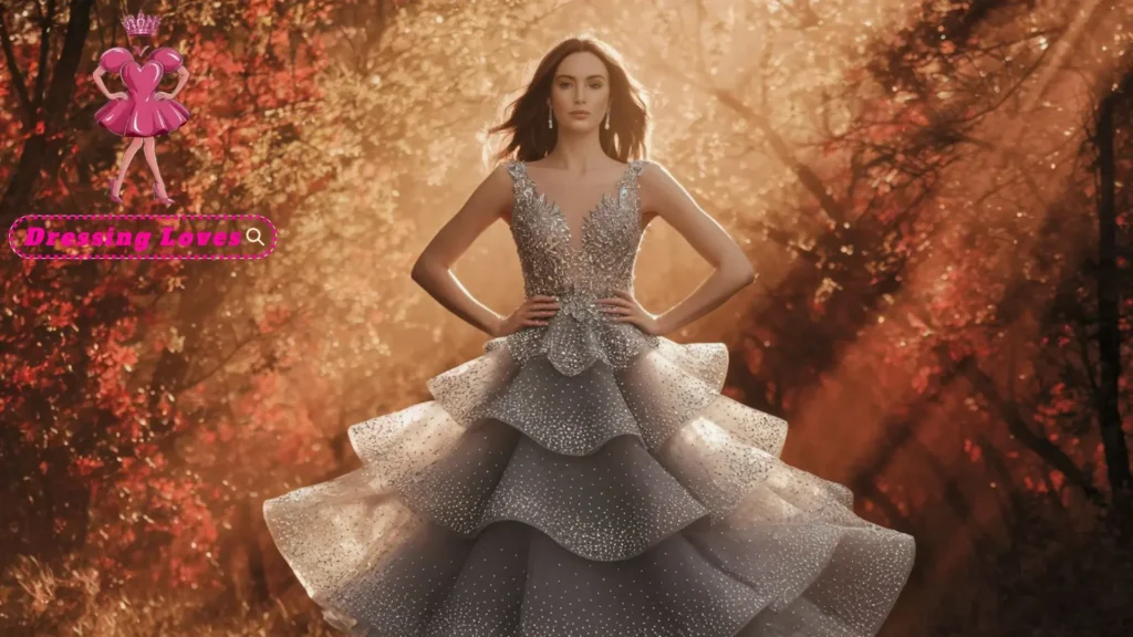 Layered Mesh Dress with Metallic Accents