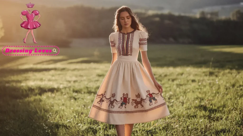 Modernized Folklore Midi Dress