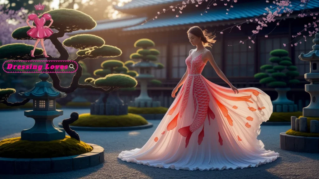 Flowing Chiffon Koi Dress