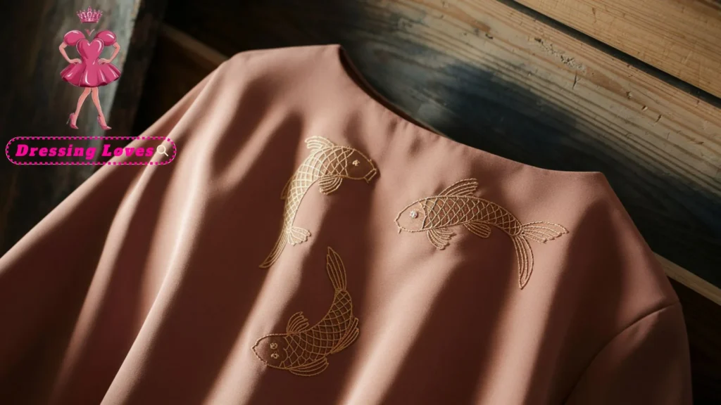 Minimalist Koi Embroidered Shift Dress