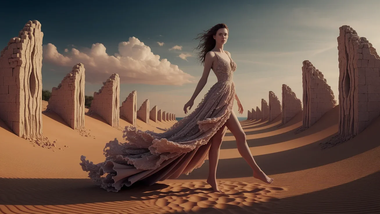 persistence-memory-surrealist-dress The Persistence of Memory Surrealist Dress with full look of model