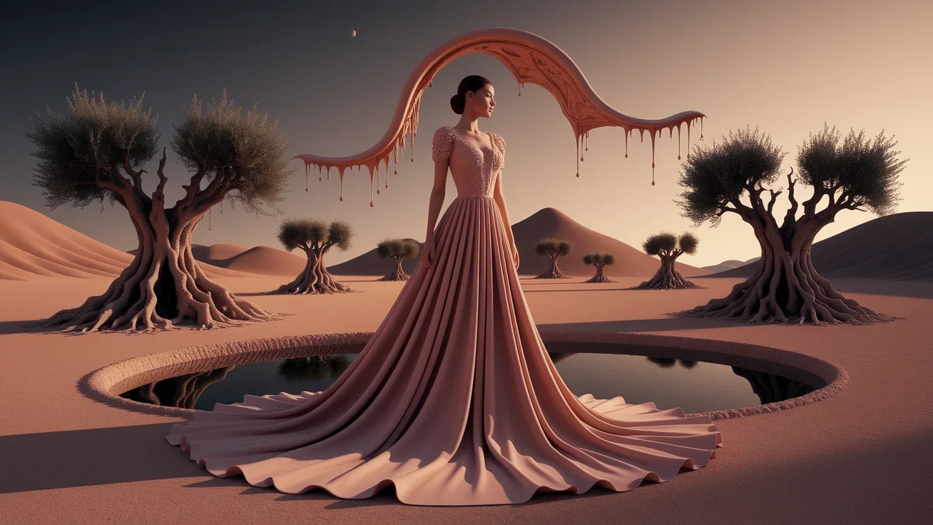 persistence-memory-surrealist-dress3 The Persistence of Memory Surrealist Dress with full look of model