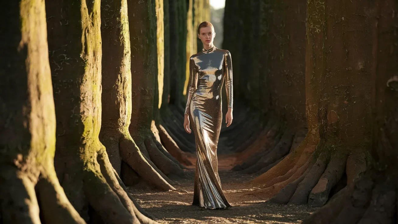 Shimmering Metallic Bodycon Dress